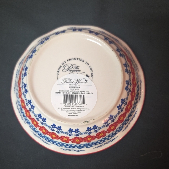 Pioneer Women Floral Scalloped Bowl with Red Rim - Picture 2 of 4